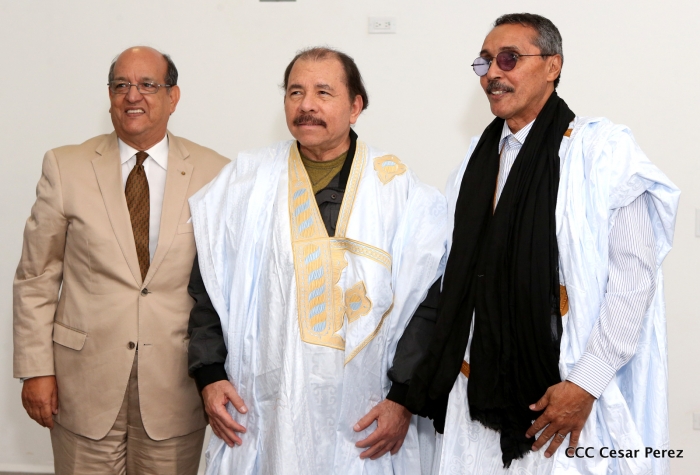 El presidente de Nicaragua, Daniel Ortega, Presidente Palamento Saharaui Jatri Ahdou